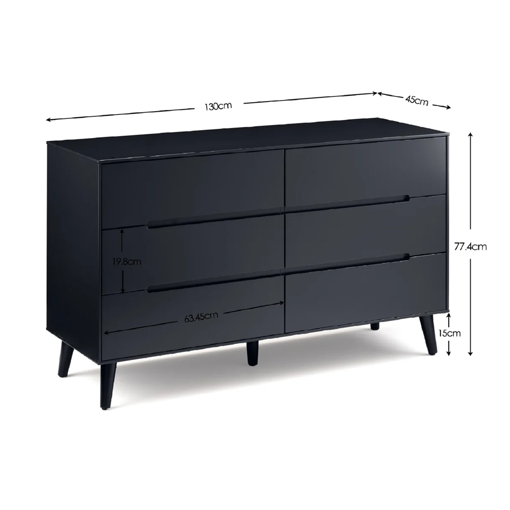 Abrina Wooden Chest Of 6 Drawers - Anthracite