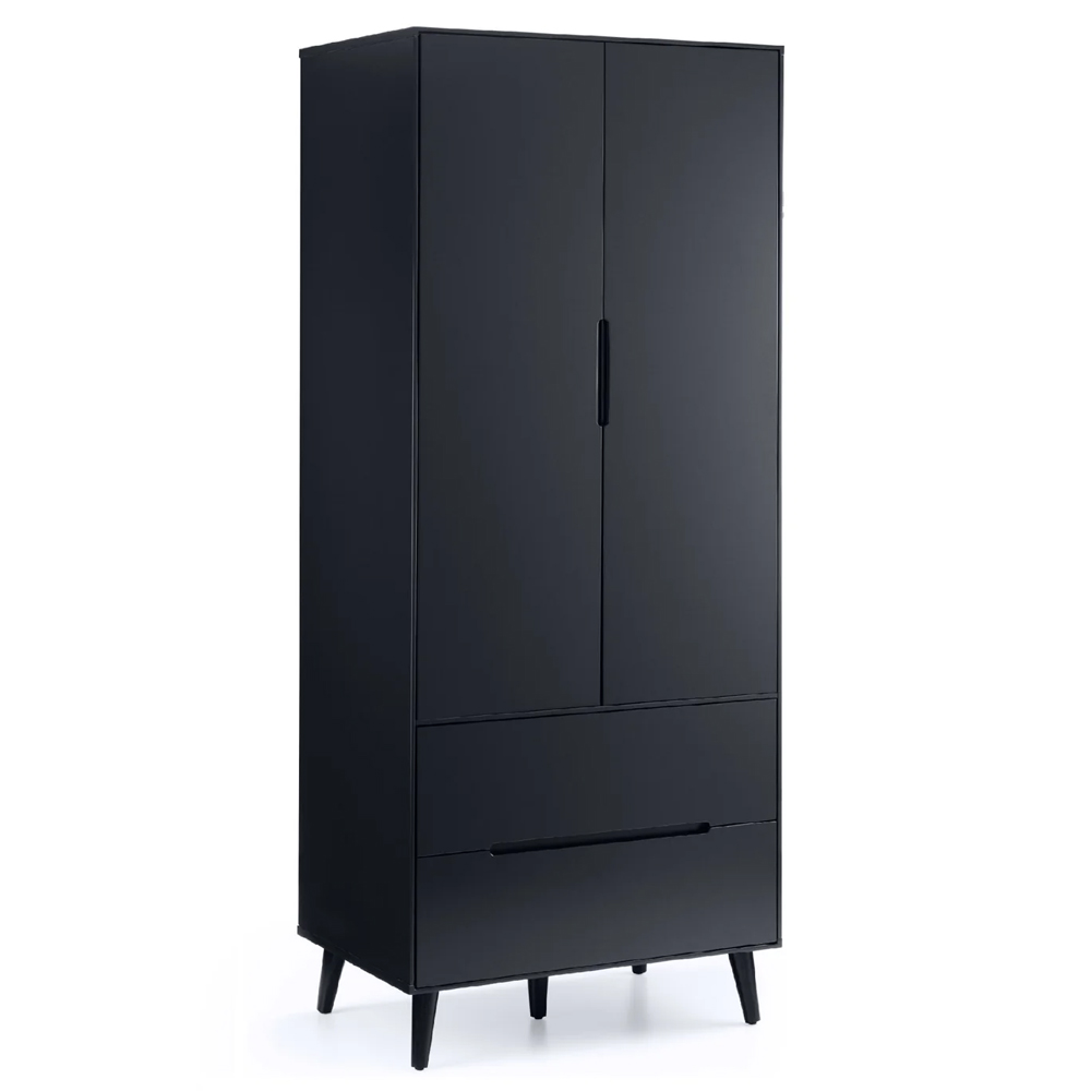 Abrina Wooden Wardrobe With 2 Doors 2 Drawers - Anthracite
