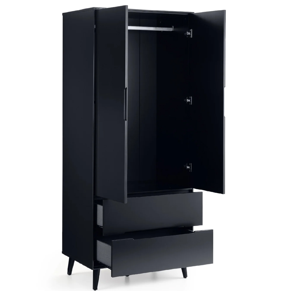 Abrina Wooden Wardrobe With 2 Doors 2 Drawers - Anthracite