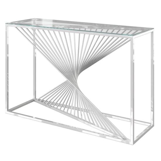 Accrington Glass Console Table With Polished Steel Frame_2