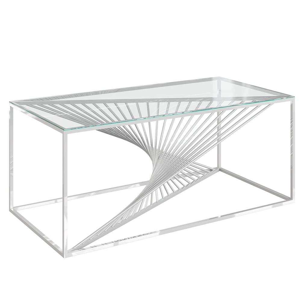 Absecon Clear Glass Coffee Table With Stainless Steel Frame