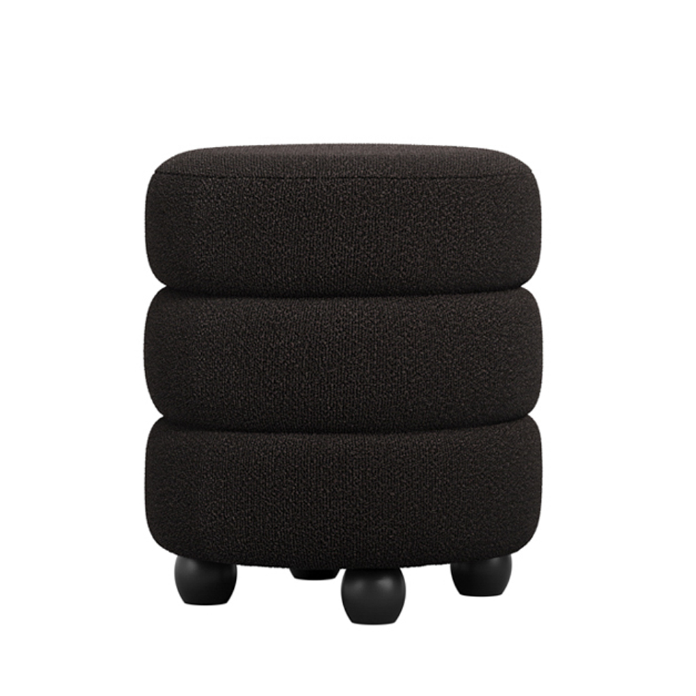 Absecon Fabric Round Pouffe - Black