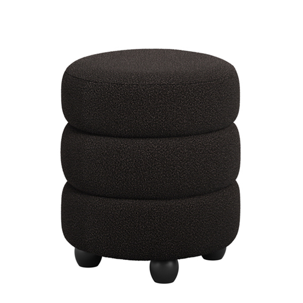 Absecon Fabric Round Pouffe - Black