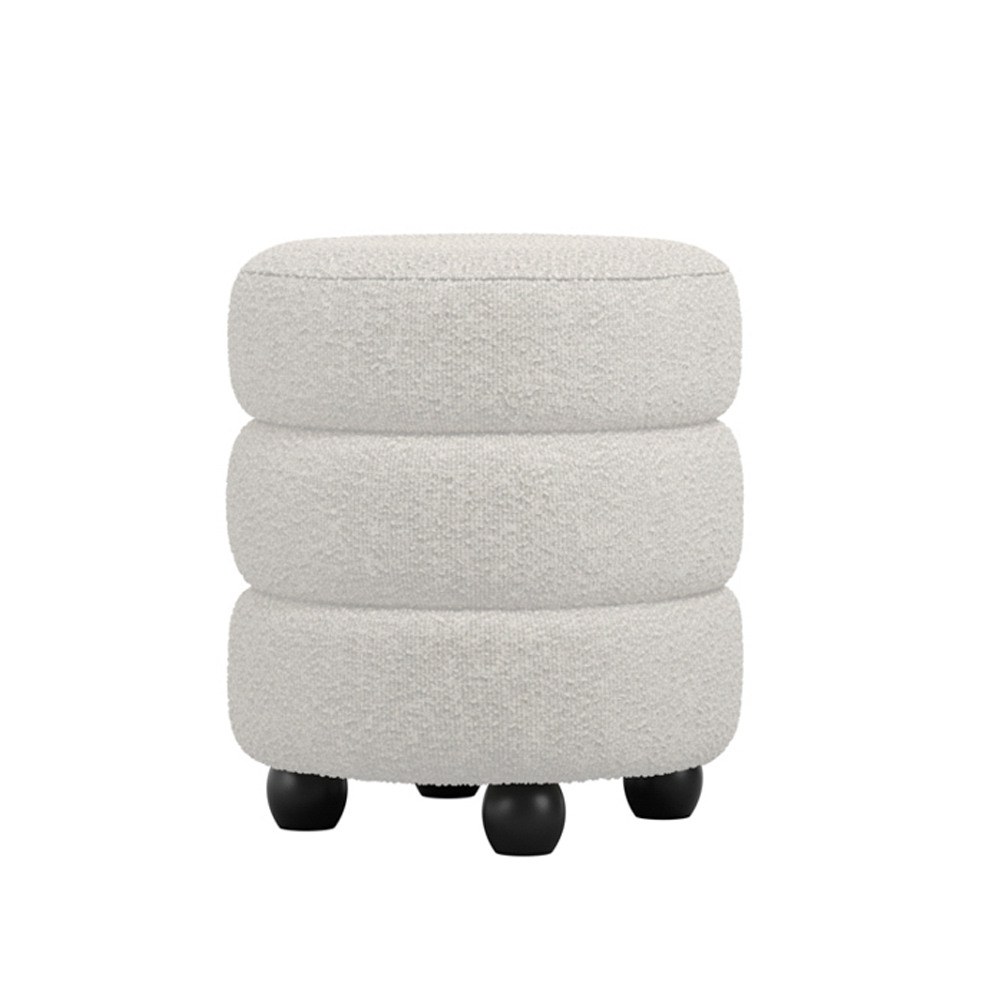 Absecon Fabric Round Pouffe - Ivory And Black