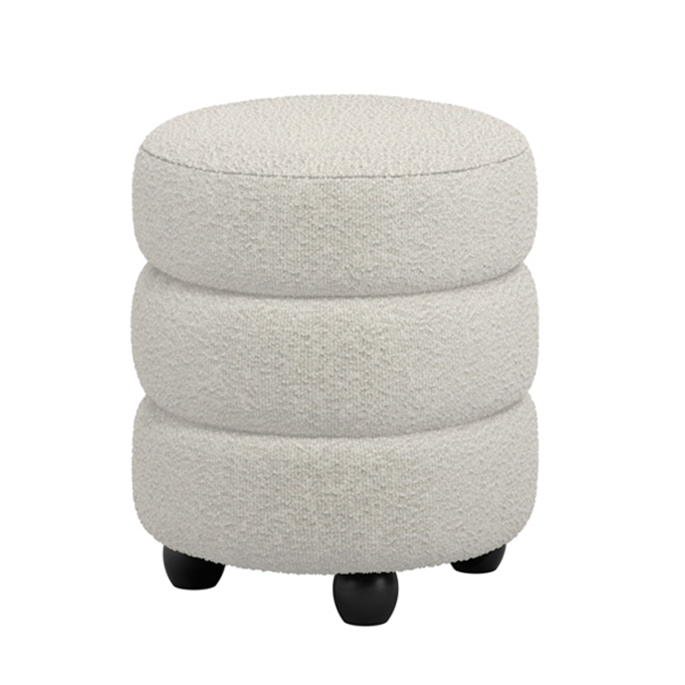 Absecon Fabric Round Pouffe - Ivory And Black