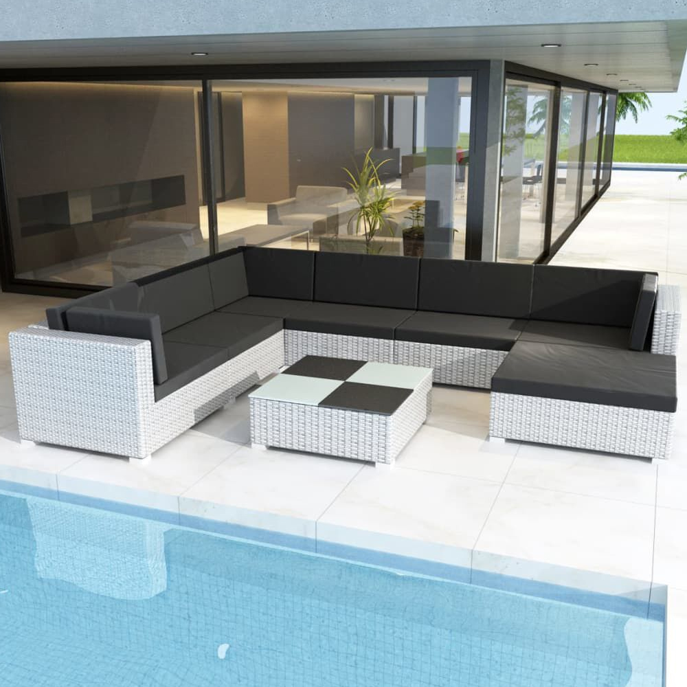 Product photograph of Absecon Rattan Garden Lounger Set In White And Black from Furniture in Fashion