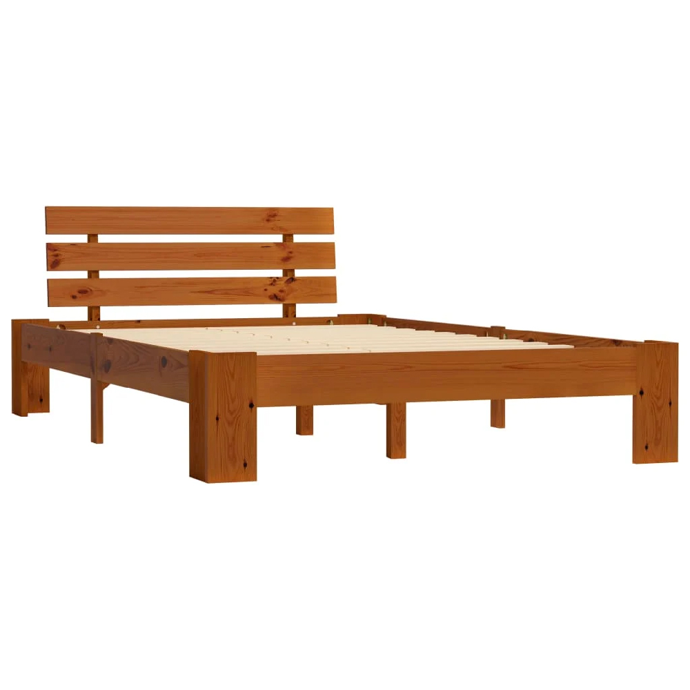 Absecon Wooden Small Double Bed In Honey Brown