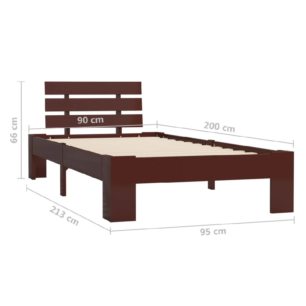 Absecon Wooden Small Single Bed In Dark Brown