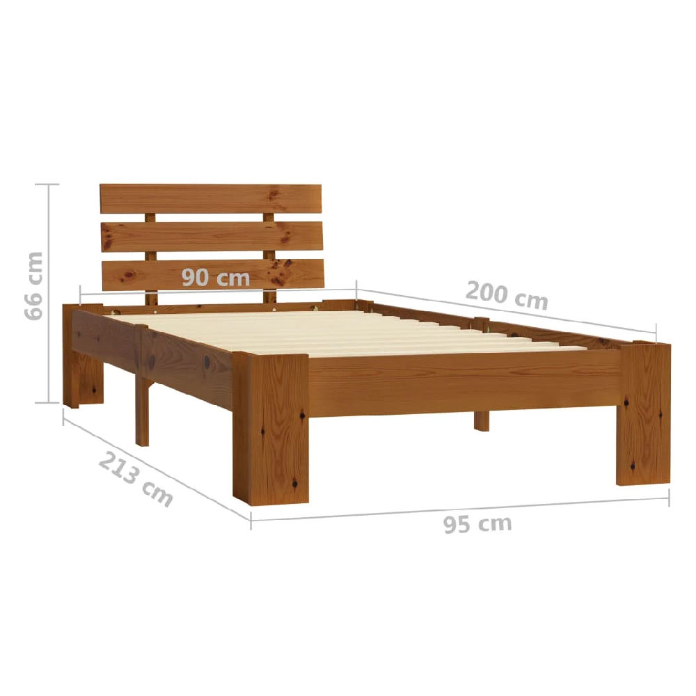 Absecon Wooden Small Single Bed In Honey Brown