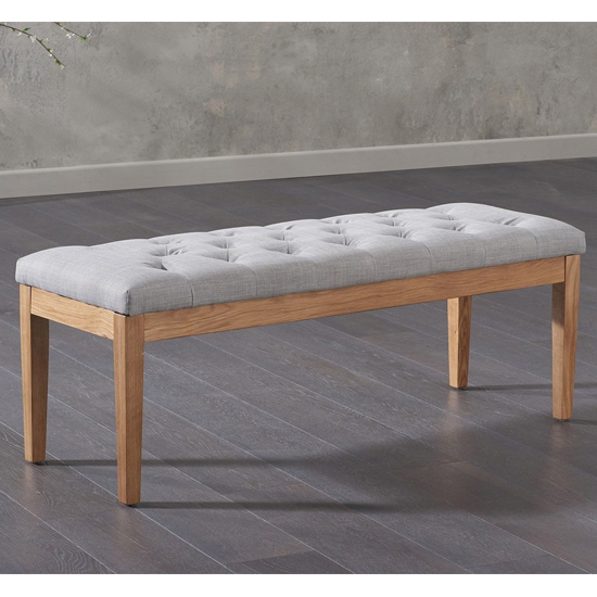 Absoluta 120cm Grey Fabric Dining Bench With Oak Frame_2