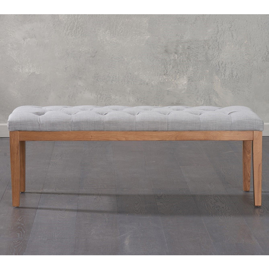 Absoluta 120cm Grey Fabric Dining Bench With Oak Frame_3