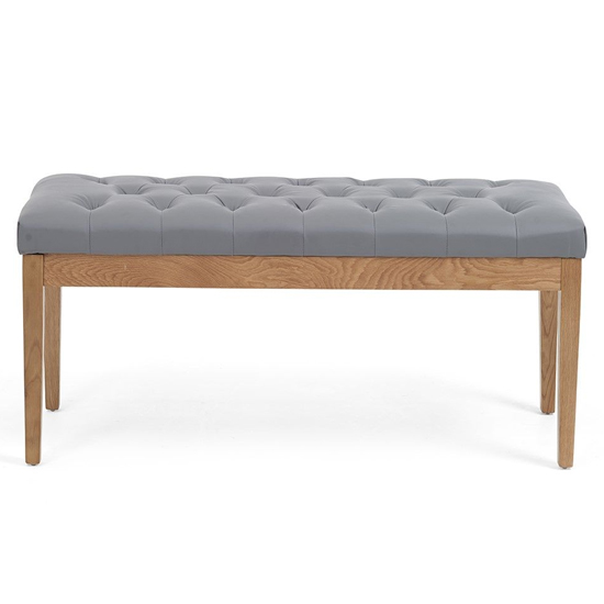 Absoluta 120cm Grey Faux Leather Dining Bench With Oak Frame_4