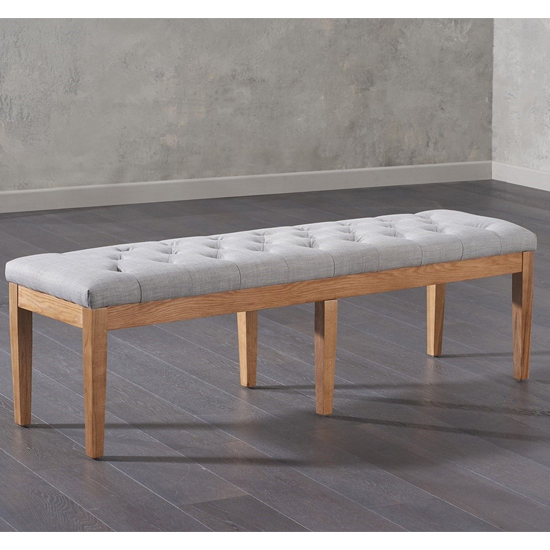 Absoluta 150cm Grey Fabric Dining Bench With Oak Frame_2