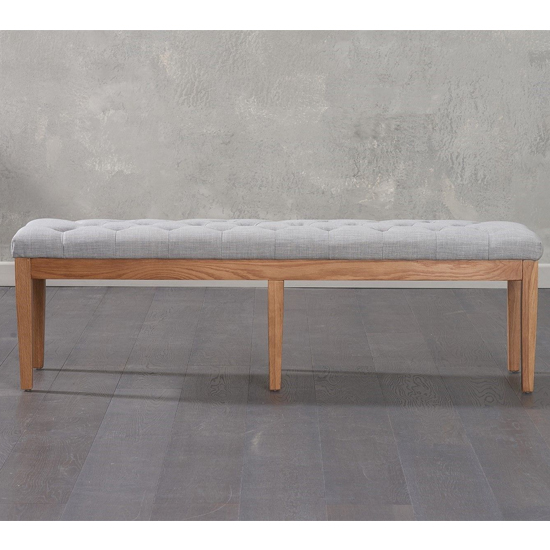 Absoluta 150cm Grey Fabric Dining Bench With Oak Frame_3