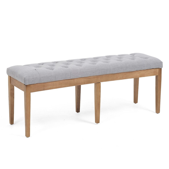 Absoluta 150cm Grey Fabric Dining Bench With Oak Frame_4