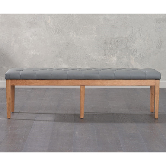 Absoluta 150cm Grey Faux Leather Dining Bench With Oak Frame_3