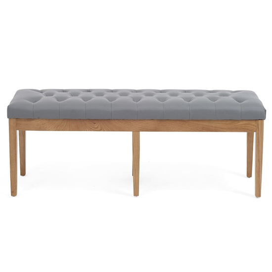 Absoluta 150cm Grey Faux Leather Dining Bench With Oak Frame_5