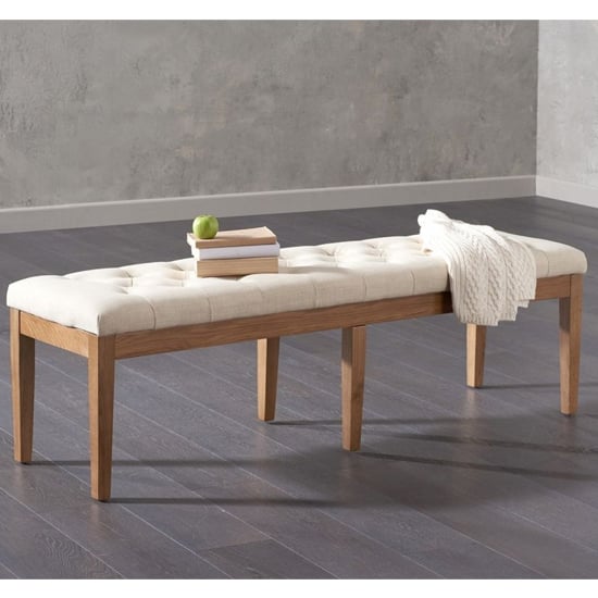 Absoluta Fabric Large Dining Bench In Beige