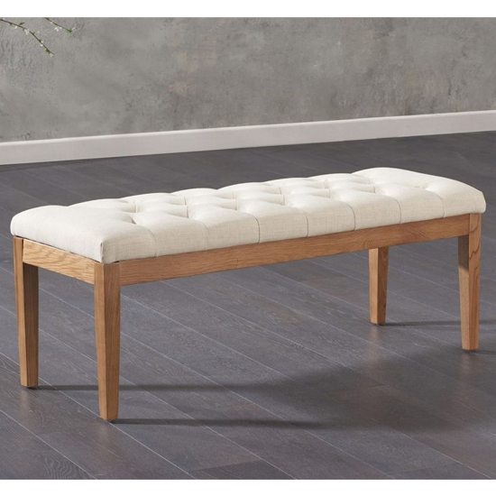 Absoluta Fabric Small Dining Bench In Beige_2