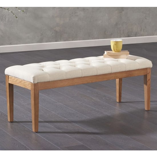 Absoluta Fabric Small Dining Bench In Beige