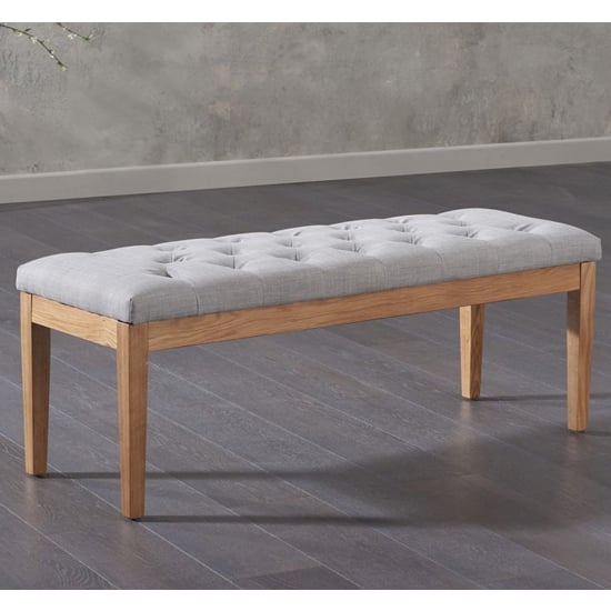 Absoluta Fabric Small Dining Bench In Grey_2