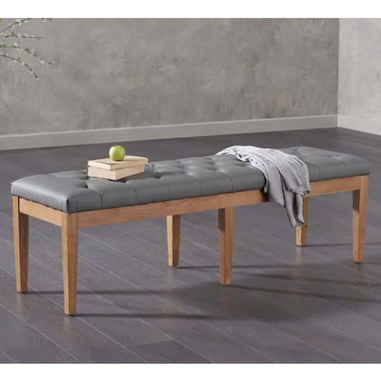 Austin Dining Bench In Grey Faux Leather With Chrome Base Sale