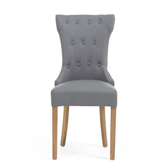 Absoluta Grey Leather Dining Chairs With Oak Legs In A Pair_3