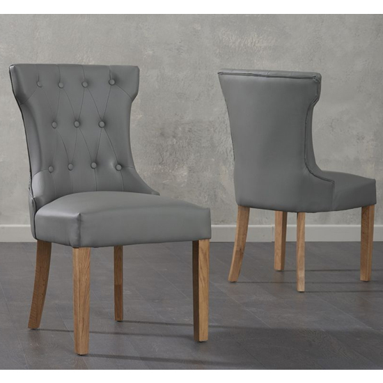 Absoluta Grey Leather Dining Chairs With Oak Legs In A Pair_1