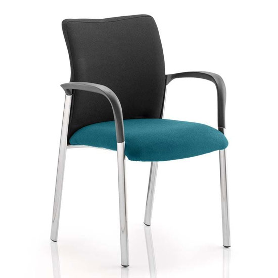 Photo of Academy black back visitor chair in maringa teal with arms