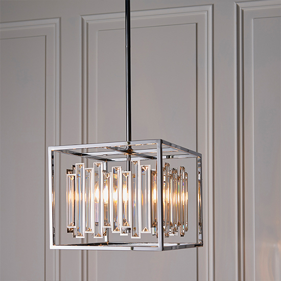 Acadia 4 Lights Crystal Details Ceiling Pendant Light In Chrome