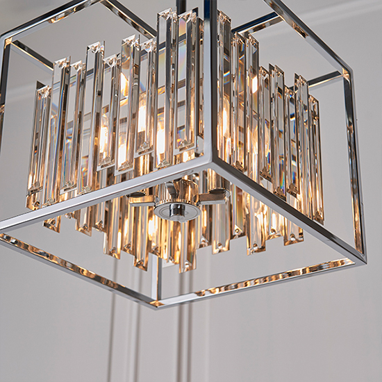 Acadia 4 Lights Crystal Details Ceiling Pendant Light In Chrome