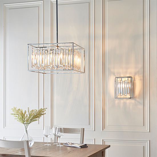 Acadia 6 Lights Crystal Details Ceiling Pendant Light In Chrome