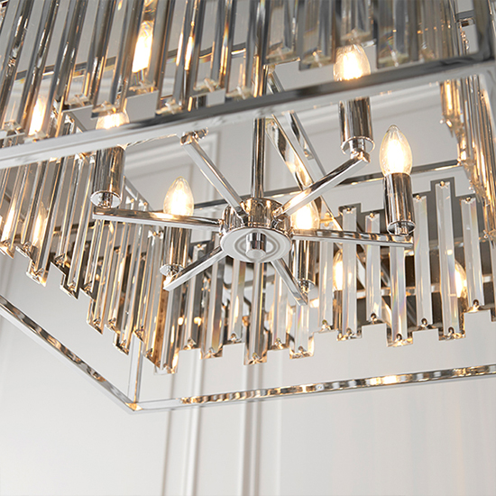 Acadia 6 Lights Crystal Details Ceiling Pendant Light In Chrome