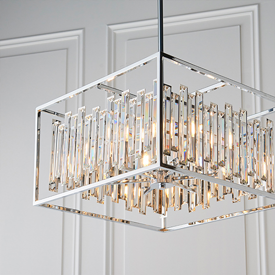 Acadia 6 Lights Crystal Details Ceiling Pendant Light In Chrome
