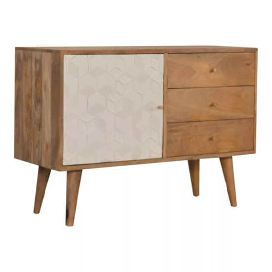 Acadia Wooden Sideboard In Oak Ish And White Painted