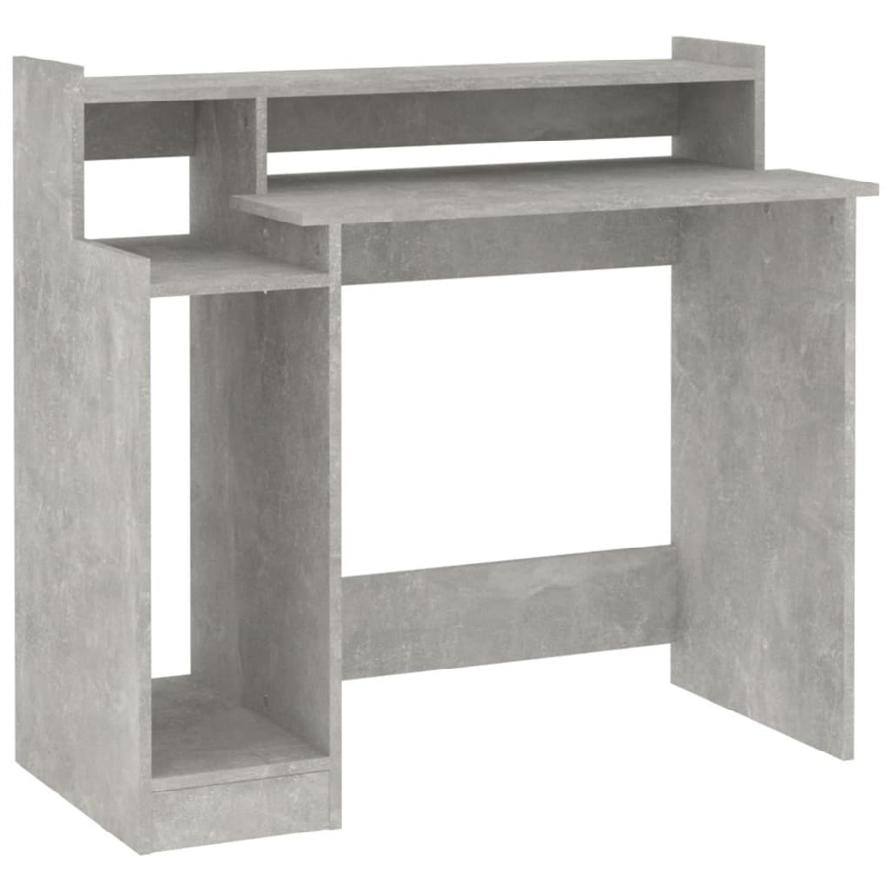 Acampo Wooden Laptop Desk In Concrete Grey With LED Lights