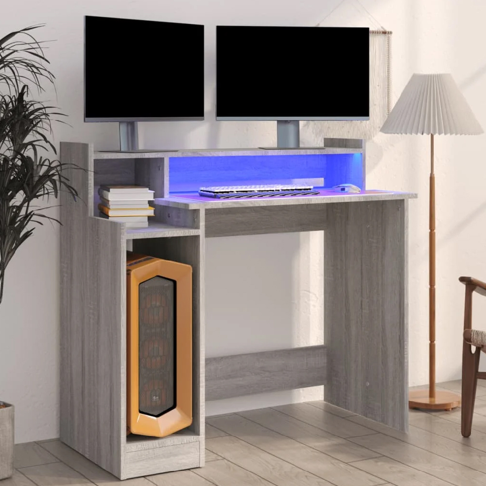 Read more about Acampo wooden laptop desk in grey sonoma with led lights