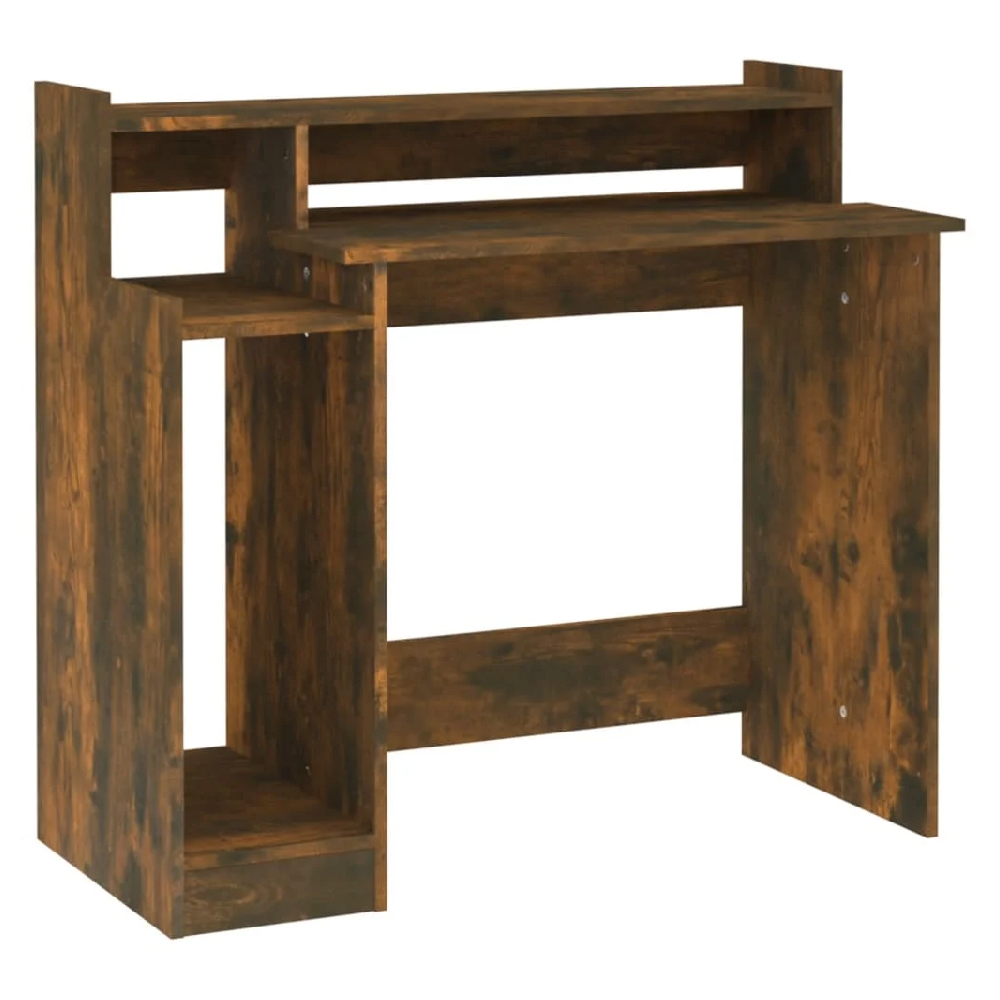 Acampo Wooden Laptop Desk In Smoked Oak With LED Lights