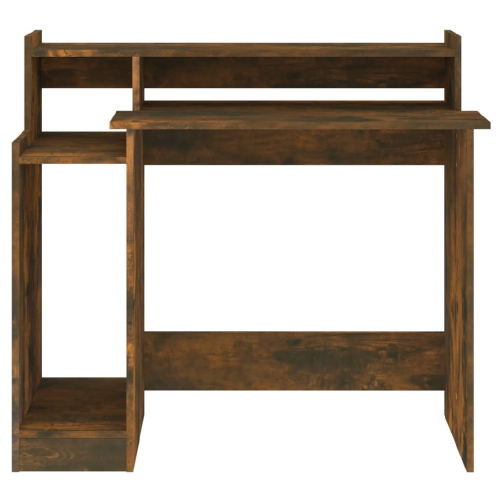 Acampo Wooden Laptop Desk In Smoked Oak With LED Lights