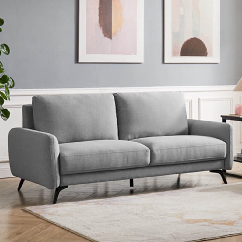Read more about Beloit fabric 3 seater sofa with black legs in grey