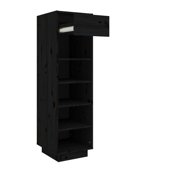 Acasia Pine Wood Shoe Storage Cabinet In Black