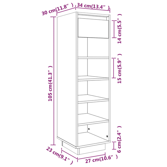 Acasia Pine Wood Shoe Storage Cabinet In Black