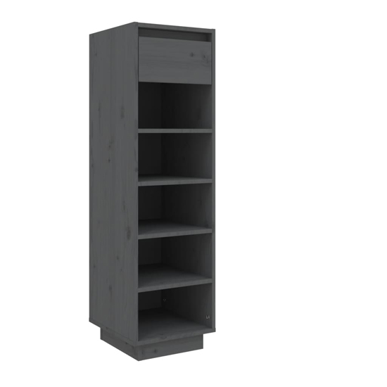 Acasia Pine Wood Shoe Storage Cabinet In Grey