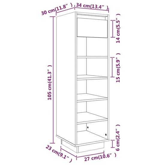 Acasia Pine Wood Shoe Storage Cabinet In Grey