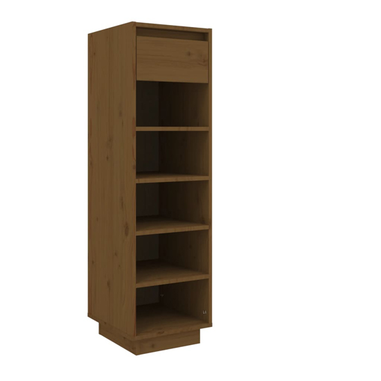Acasia Pine Wood Shoe Storage Cabinet In Honey Brown