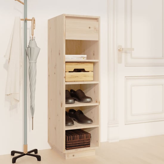 Acasia Pine Wood Shoe Storage Cabinet In Natural_1