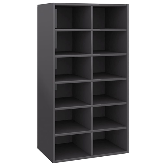 Acciai High Gloss Shoe Storage Rack With 12 Shelves In Grey_2