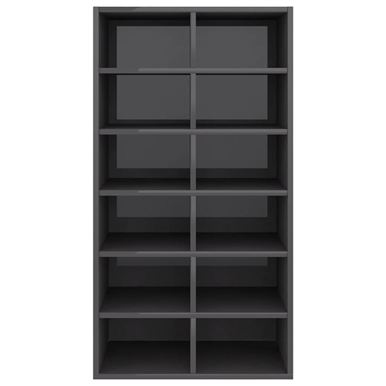 Acciai High Gloss Shoe Storage Rack With 12 Shelves In Grey_3