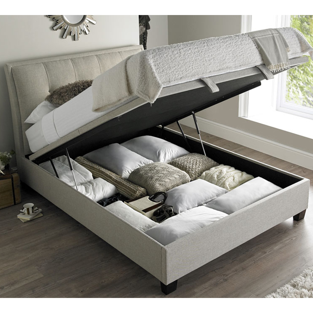 Accord Fabric Ottoman Storage Double Bed In Oatmeal