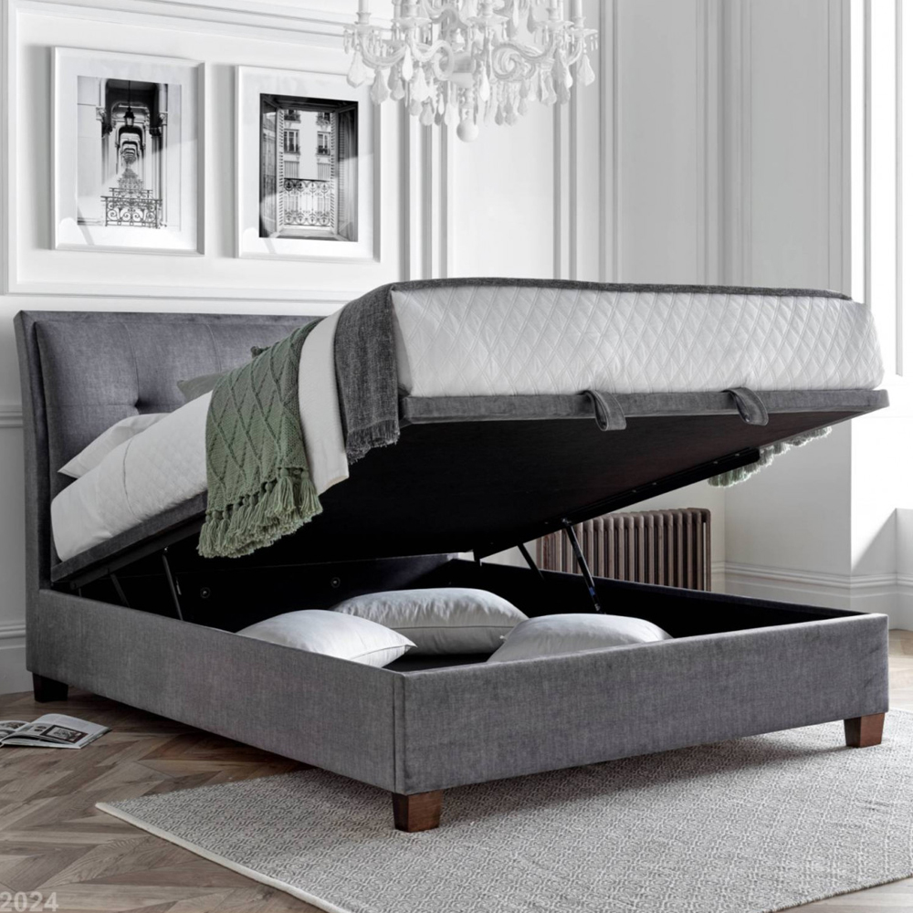 Accord Fabric Ottoman Storage Double Bed In Vogue Grey